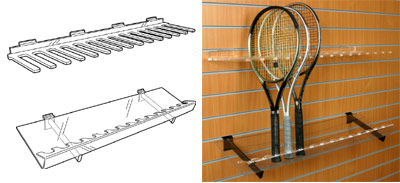 Racket Holder & Support Shelf – Slat Fix: Bottom support – 1000mm (W)