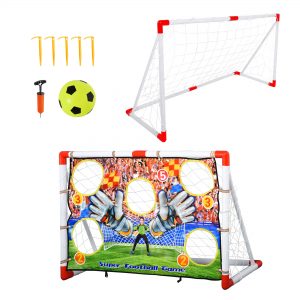 HOMCOM 2 in 1 Kids Football Goal Football Target Goal Net w/ Ball Pump Indoor Outdoor Sports | Aosom Ireland